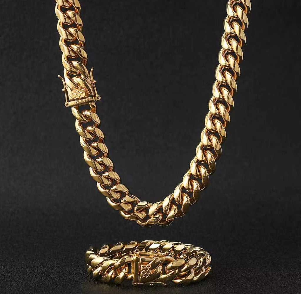 Cuban Link Chain and Bracelet set