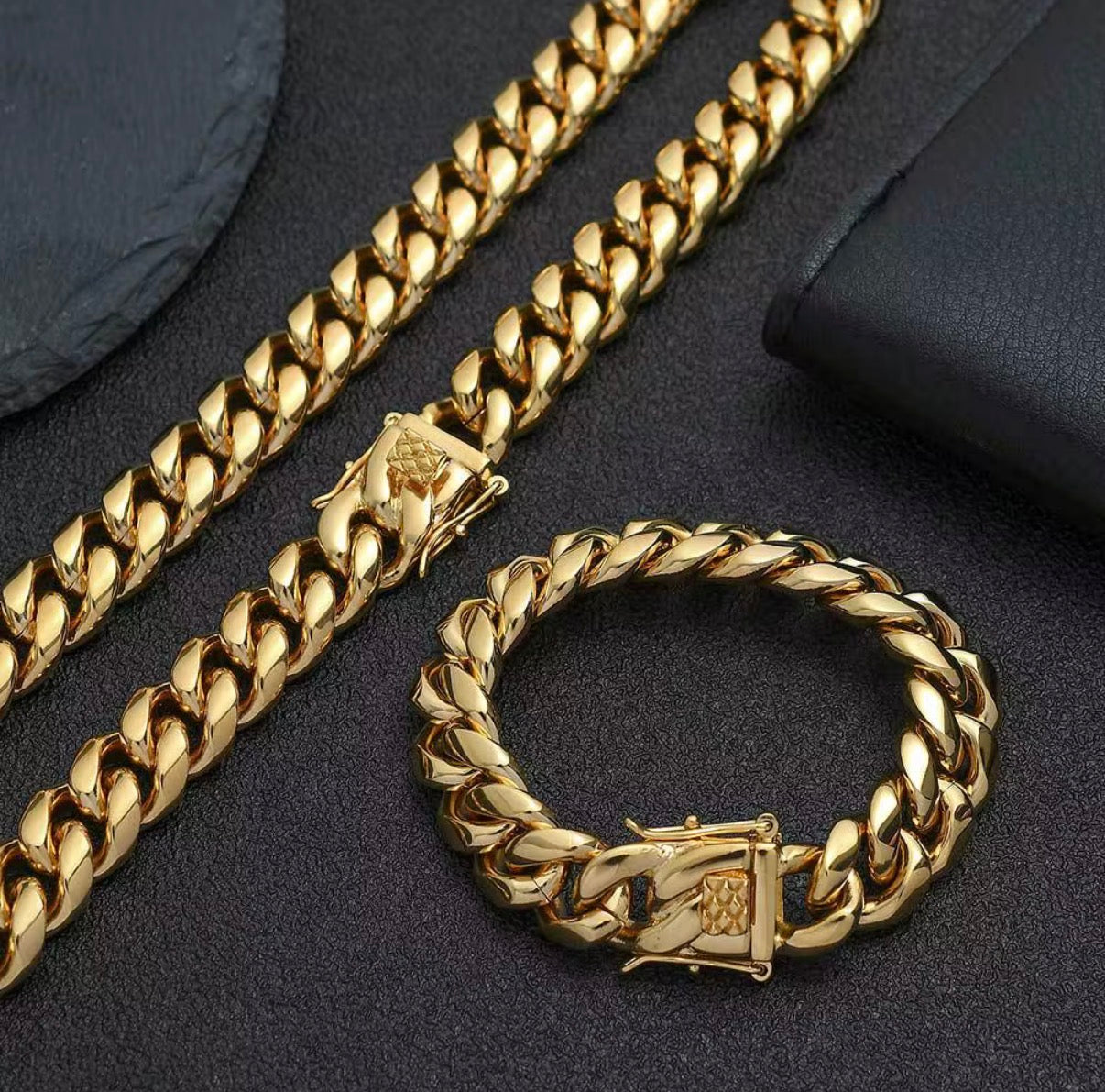 Cuban Link Chain and Bracelet set